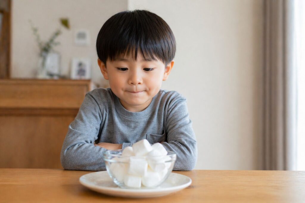 10-マシュマロを我慢する子供