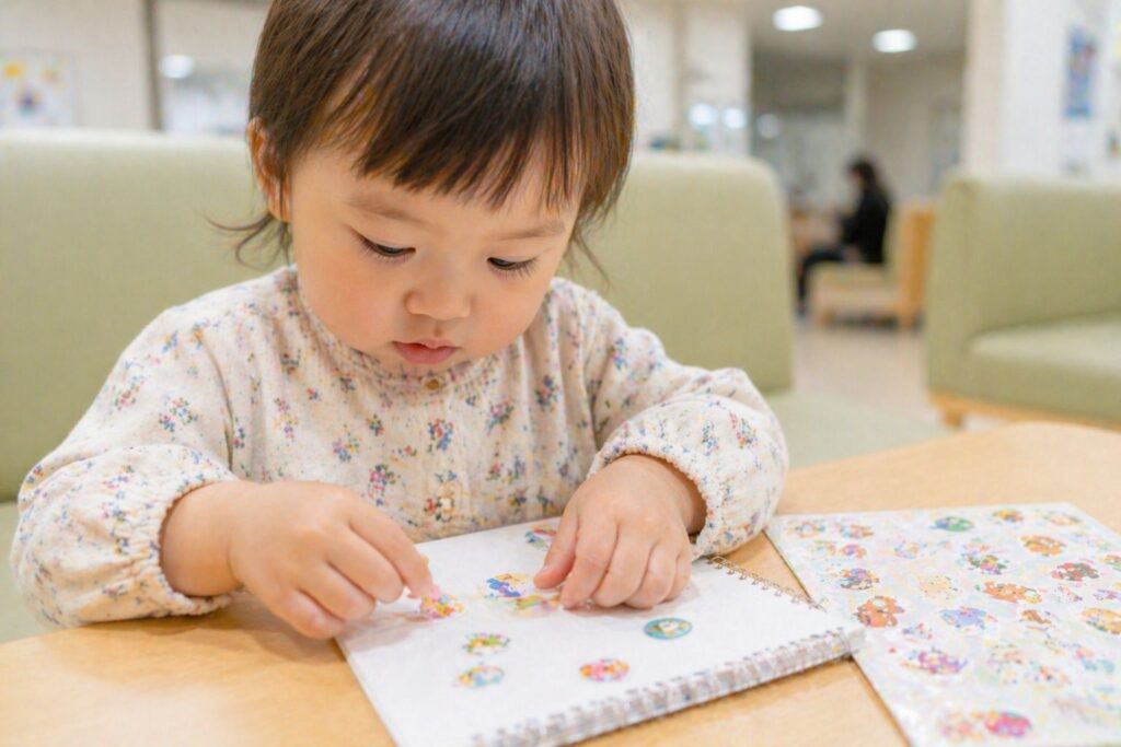 10-シールを張る赤ちゃん
