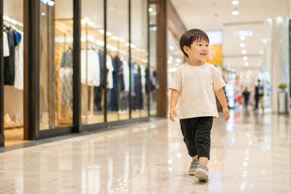 14-ショッピングモールを歩く子供