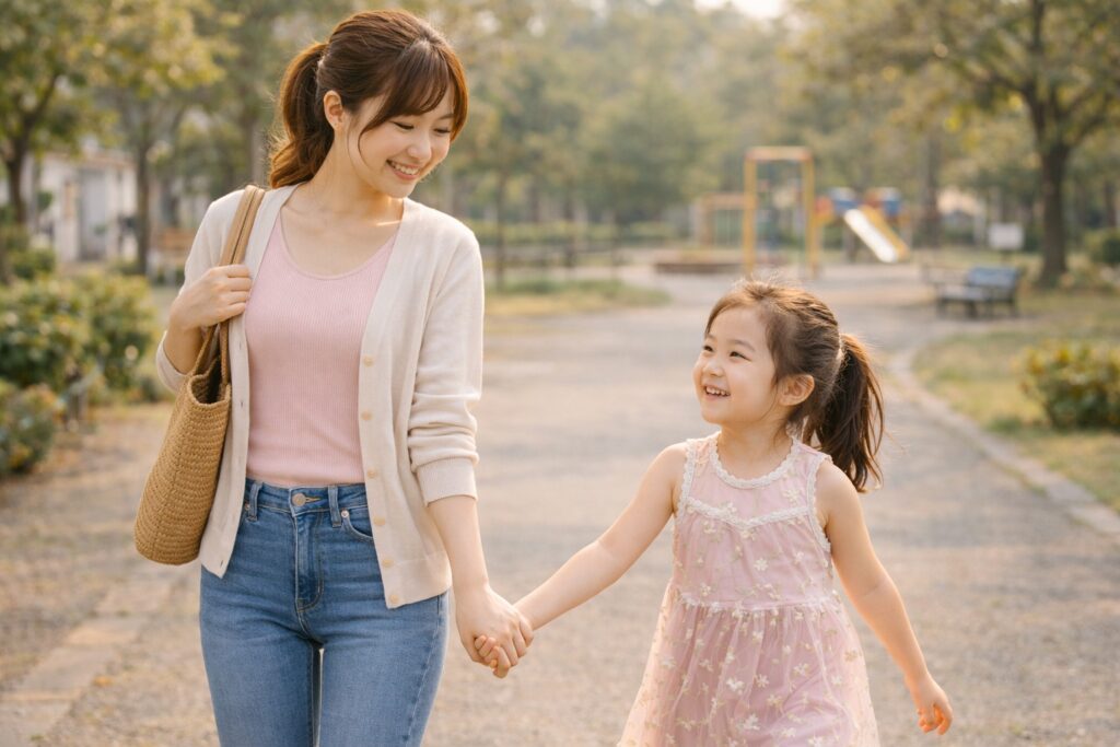 おでかけする家族