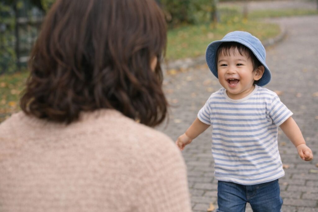 おでかけでかけよってくる子供