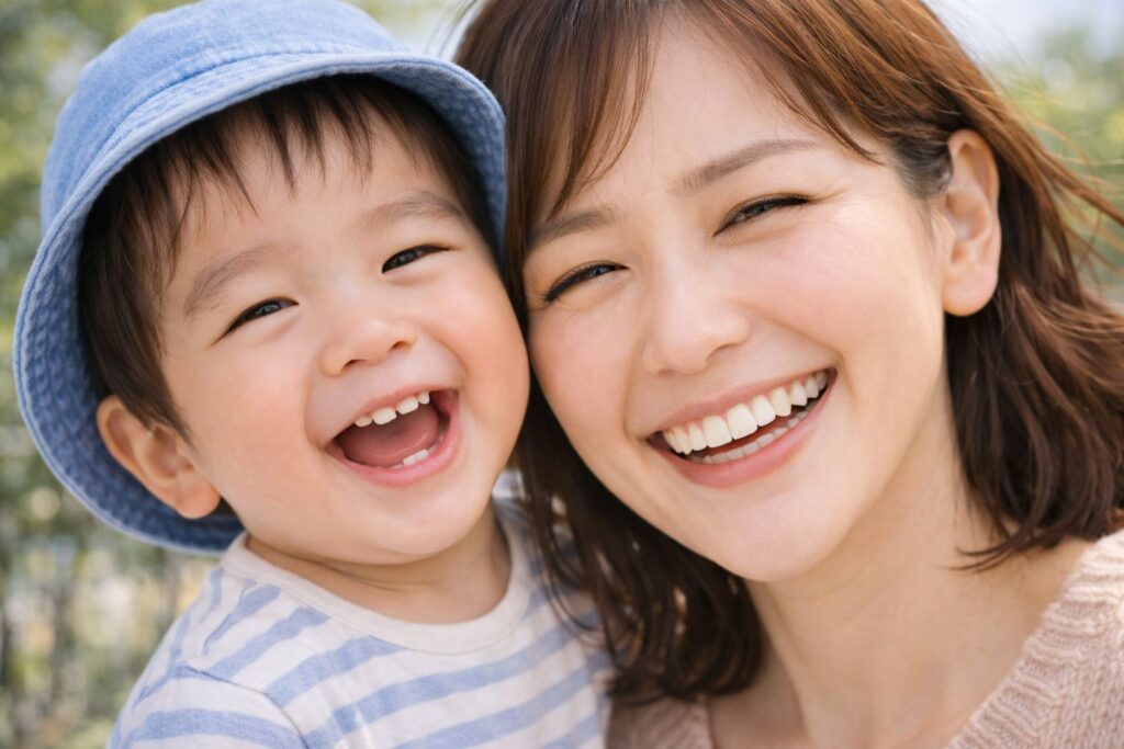 笑顔の親子