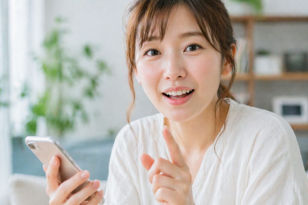 8スマホを見ながら提案するお母さん