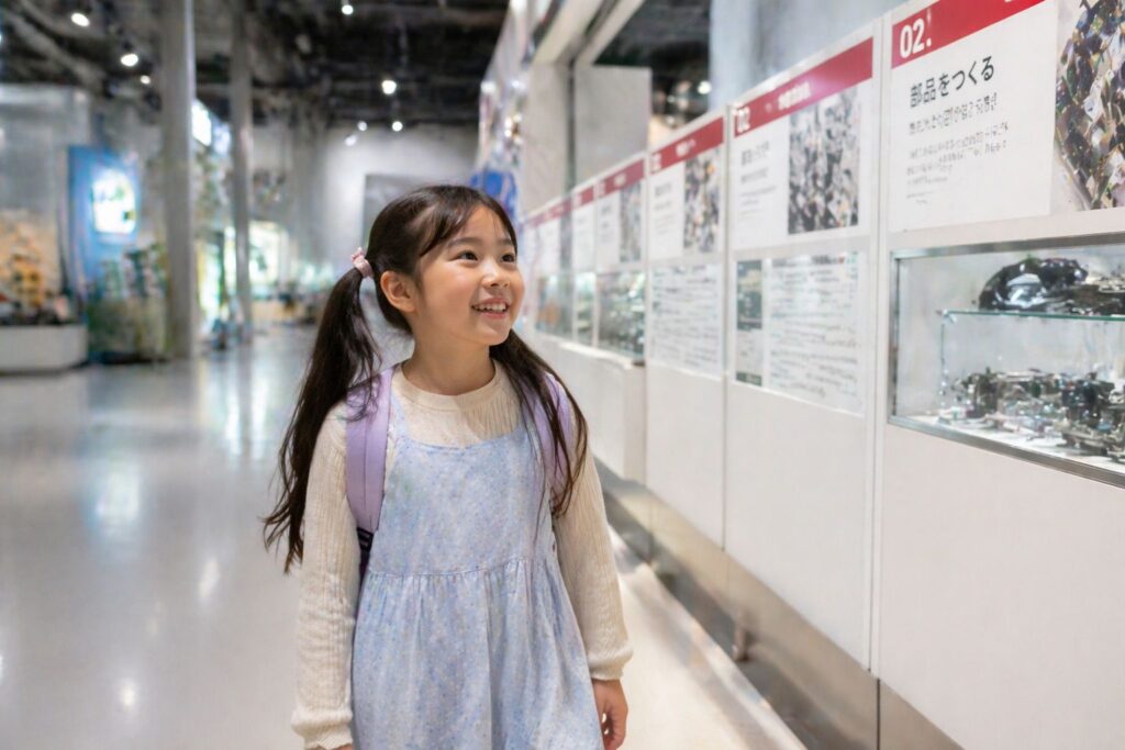 8企業博物館を歩く子供