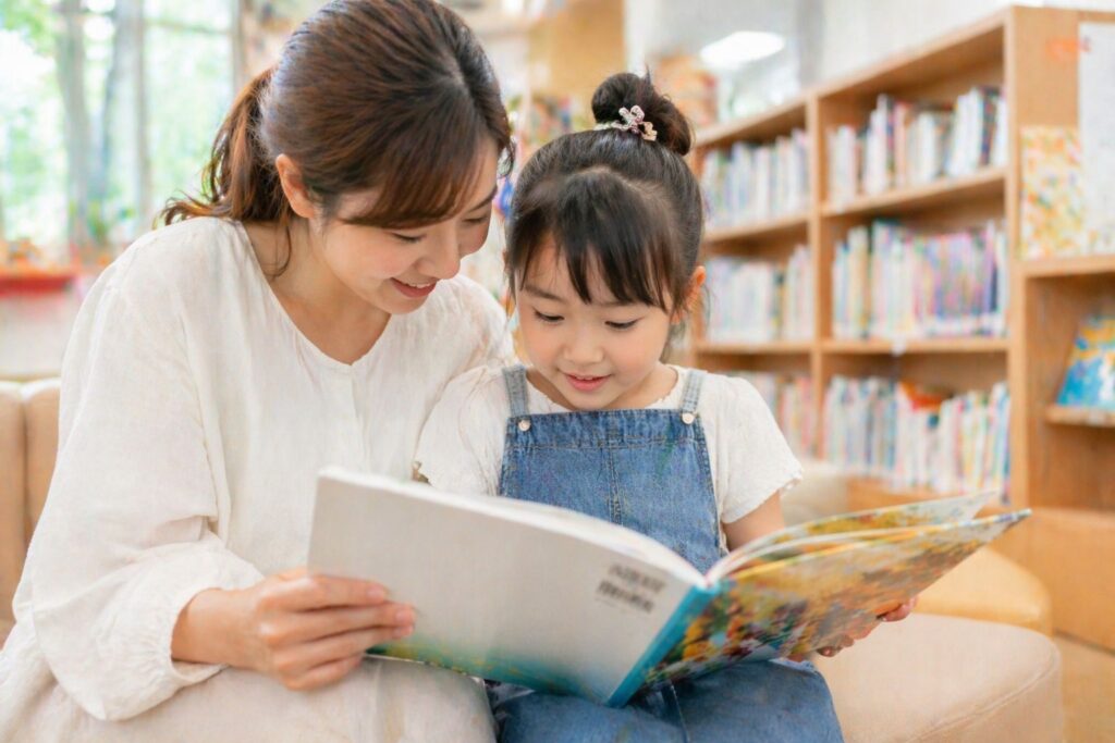 8絵本を読む親子