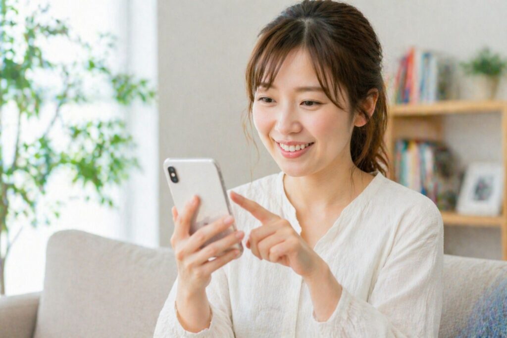 8スマホで検索するお母さん