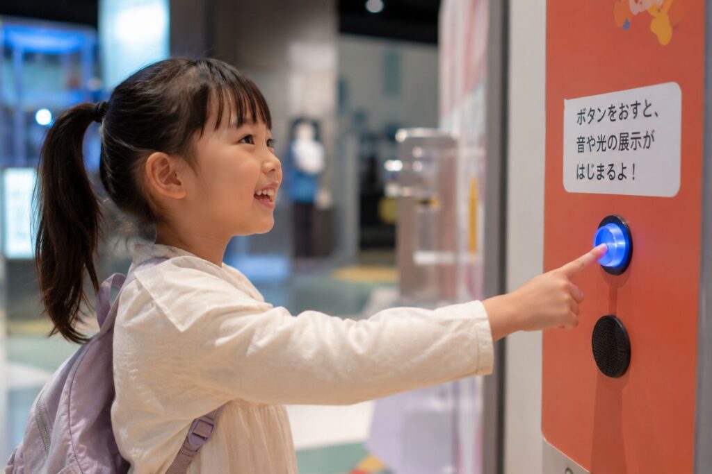 ボタンを押す子供