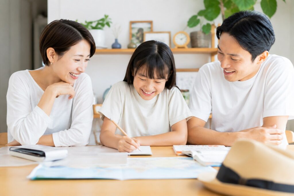 家の中で遊ぶ子供