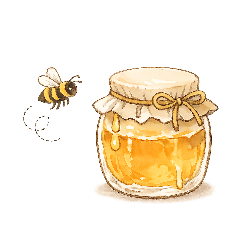 花とミツバチのイラスト